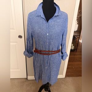Sigrid Olsen Blue linen shirt dress